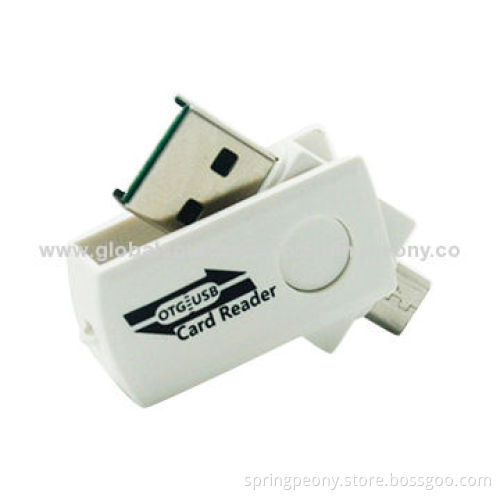 New Arrival 2-in-1 USB Smart OTG Card Reader for Smartphones, Supports Micro SD and SDHC